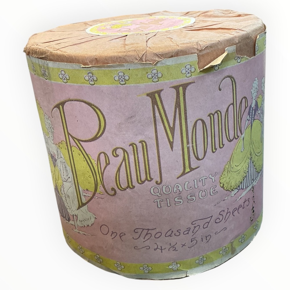 Vintage Beau Monde Quality Tissue Toilet Paper Roll 1000 Sheets Paper Wrapped